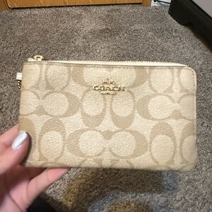 Coach Beige Signature Wristlet